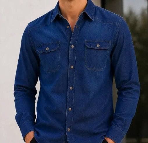 Camisa Jeans Slim Manga Longa Masculina