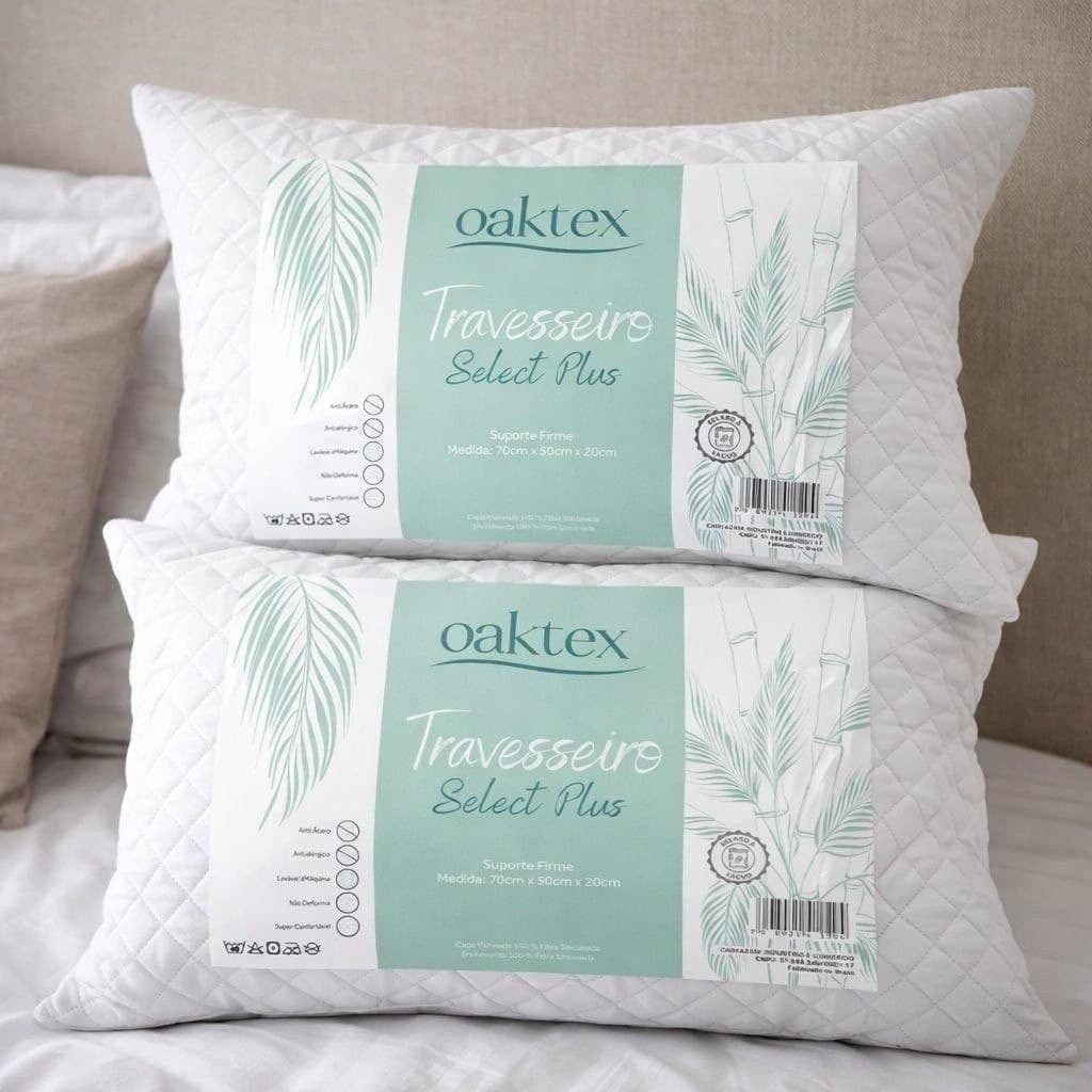Kit com 2 Travesseiros Luxo Matelado Fibra Antialérgica 50x70